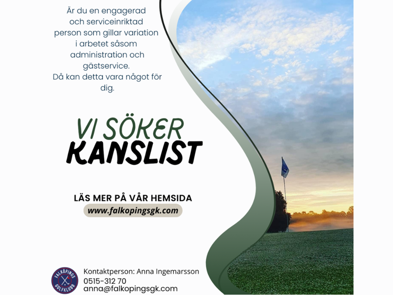 Vi söker en serviceinriktad kanslist till Falköpings GK