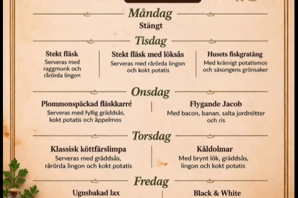 Veckans lunchmeny på restaurang Estelle